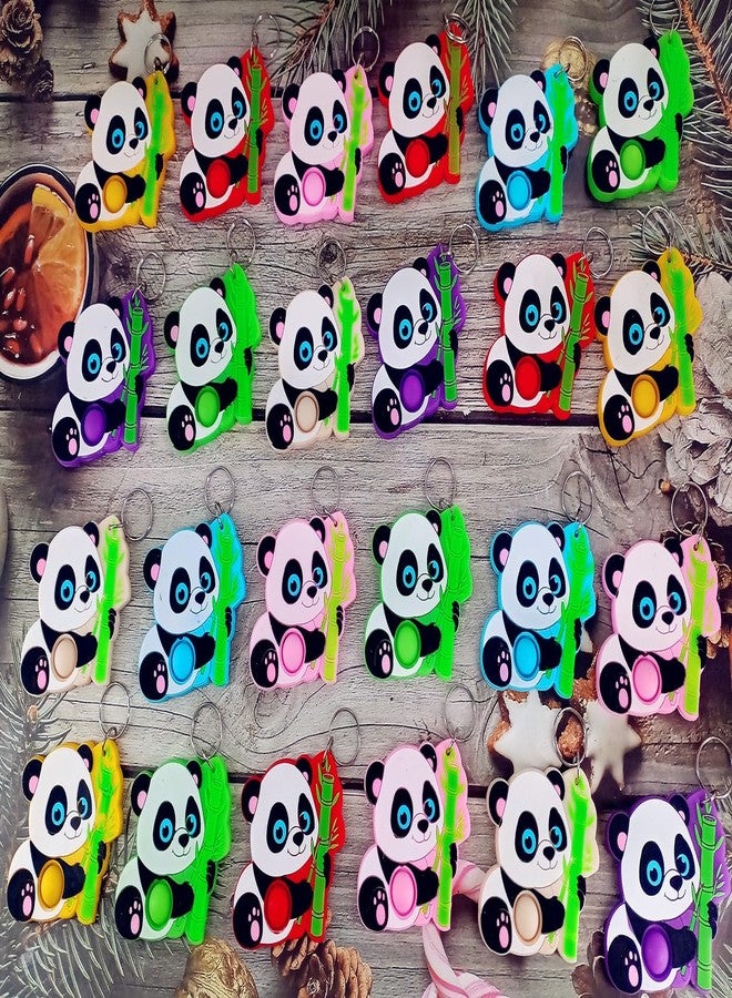 HOZKEAP 24 Packs Pandas Animal Bulk Mini Pop Fidget Keychain,Boys and Girls kids Birthday Party Favors Supplies Classroom Students Bubble Prize - Image 2